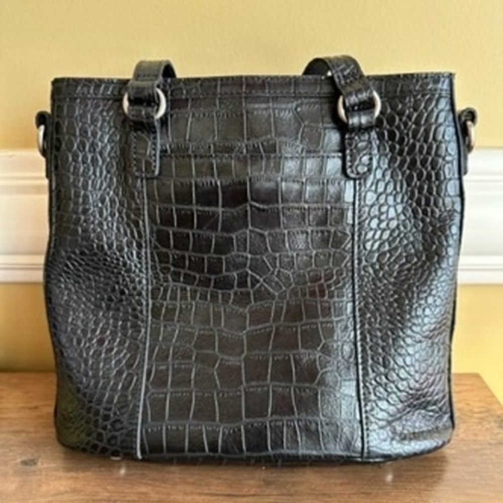 Patricia Nash Lundy Bag Croc Embossed Leather Satchel Shoulder Bag Purse - Picture 7 of 16